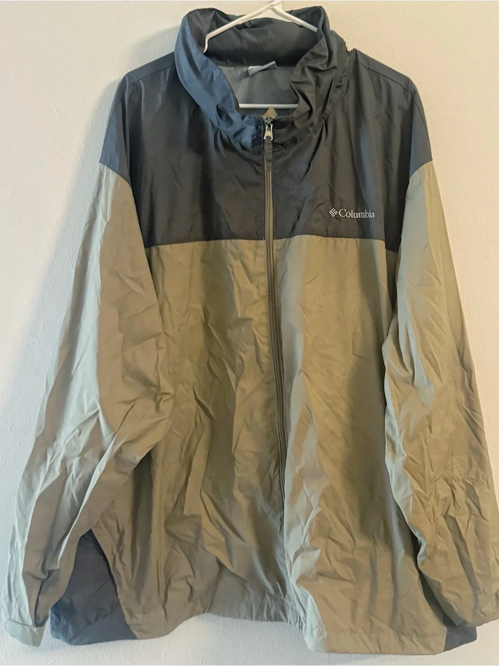 Columbia Windbreaker Jacket 5X Lightweight Full Zip Tan Gray Big Tall